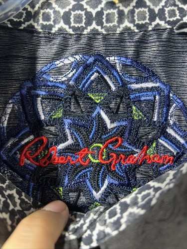 Camisa Robert Graham Mangas Largas con Botones Negra Para Hombre 3XL - Imagen 6 de 18