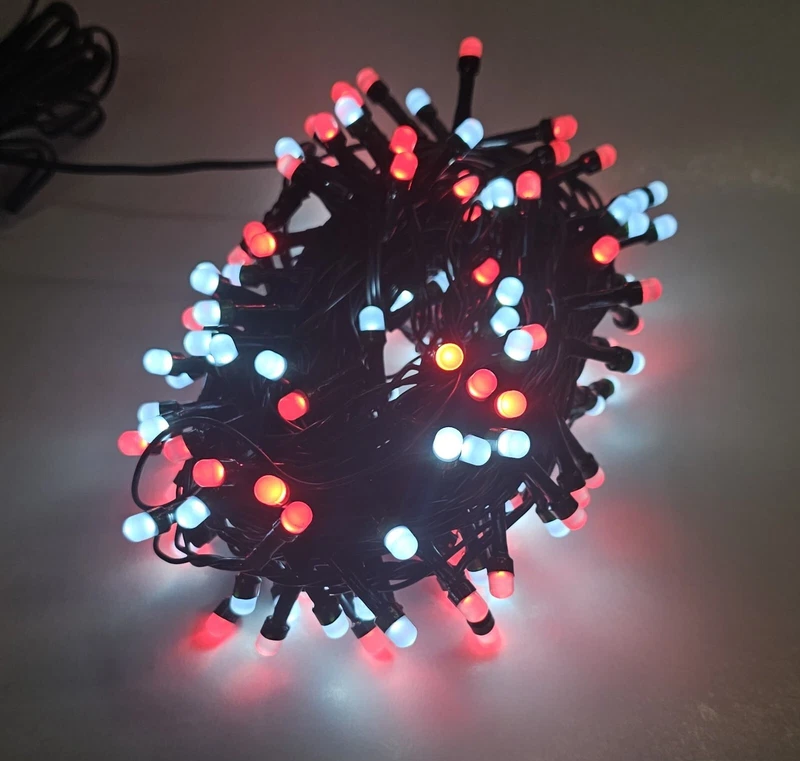 Catena Luci di Natale 180 LED Interno Esterno Giochi di Luce fredda Bianco Rosso
