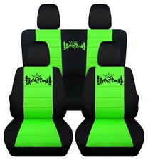 Frontrear Car Seat Covers Blk-lime Green Wmountain Fits Jk Wrangler 2dr 07-18