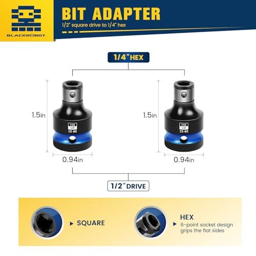 2pcs Impact Bit Holders 1/2 Inch Square Drive To 1/4 Inch Hex Socket Adapter... - Picture 7 of 7