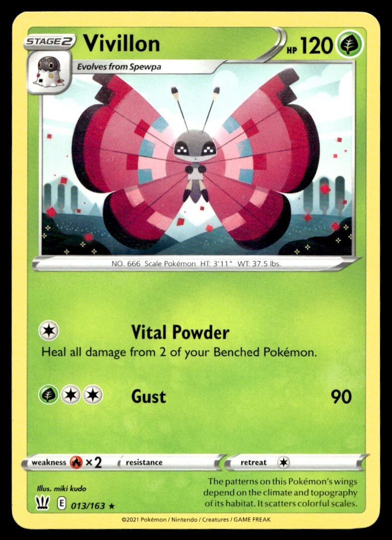 Vivillon 13/163 Pokemon Card Battle Styles Rare 120 HP Near Mint A14