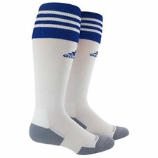 Adidas L5545 Unisex White Blue Copa Zone Cushion Socks Size Small