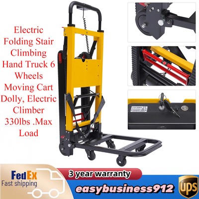 Electric Folding Stair Climbing Hand Truck Portable 6 Wheel Warehouse Cart Dolly