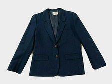 Pendleton Women's Vintage Made In USA Navy Blue Wool Blazer Jacket, Size 10P