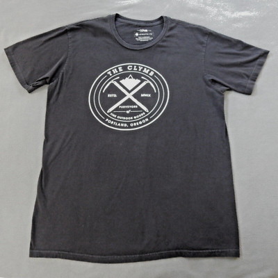 Clymb Portland Oregon Mens Shirt Large Black OR Outdoor Sport Gear Gorp Athletic
