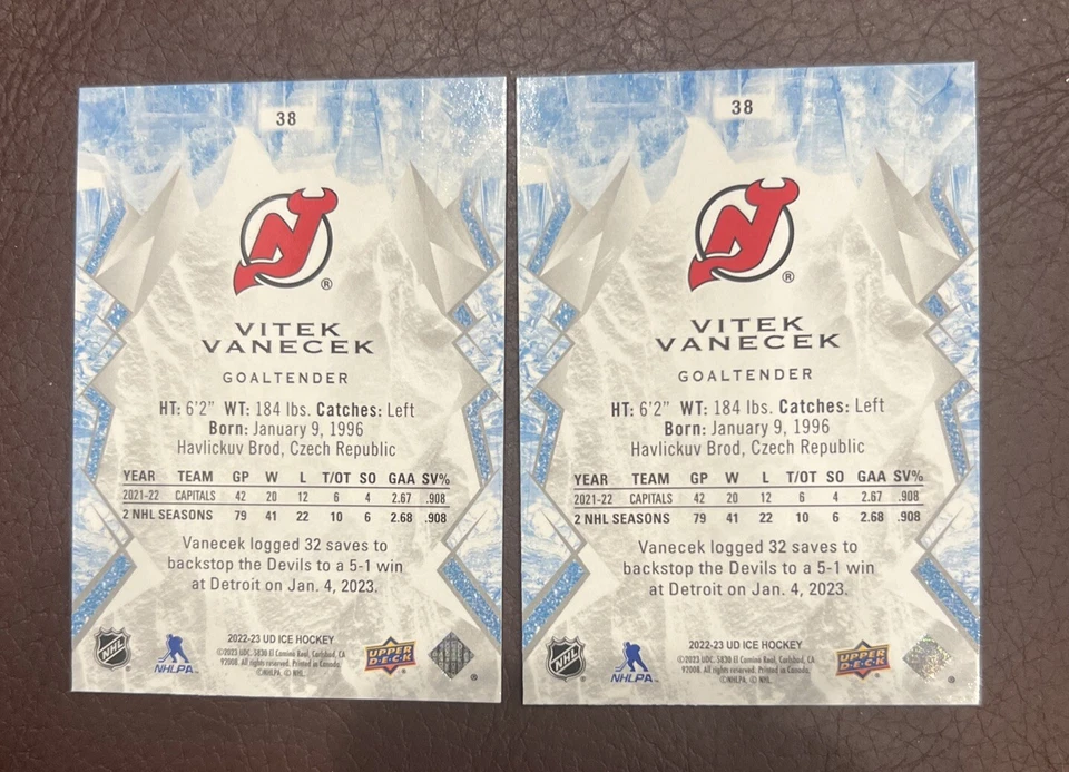 2022-23 UD Upper Deck ICE - VITEK VANECEK *(2x) Green Parallel SP!* 🔥 - Image 2 of 2