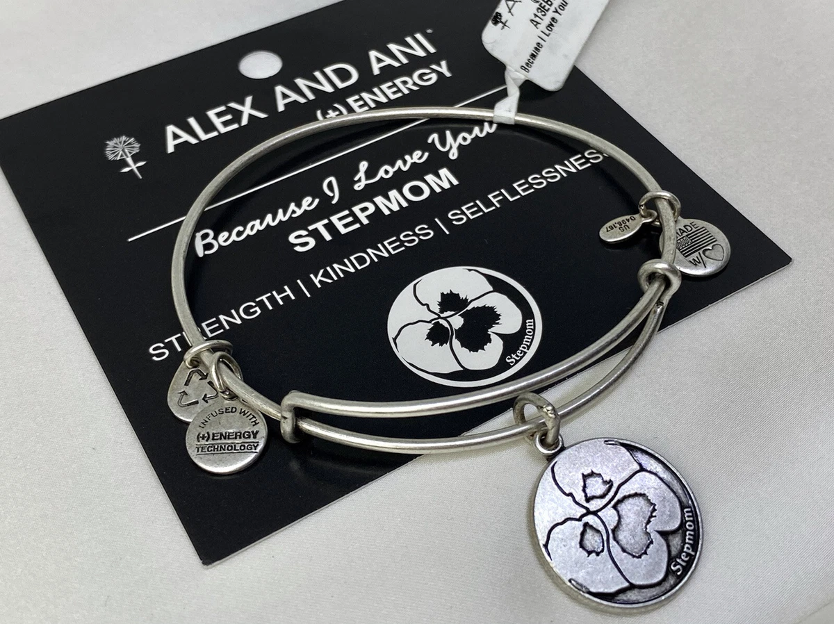 Alex And Ani Because I love You Stepmom Rafaelian Silver Bangle Charm Bracelet