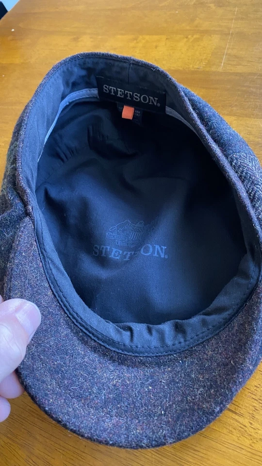 Gorra plana Stetson talla grande lana mezcla poliéster rayas a cuadros sombrero de cabina Foto 4 de 4