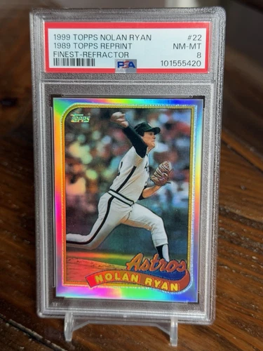 1989 Nolan Ryan RP 1999 Topps Finest Throwback Refractor PSA 8 Retrofractor