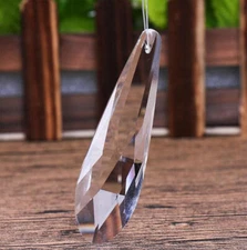 10Pcs Crystal Faceted Glass Prisms Drop Chandelier Lamp Parts 3'' Pendants 76mm