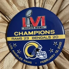 LOS ANGELES RAMS SUPER BOWL XLVI CHAMPS NFL FOOTBALL PINBACK/BUTTON MINT NEW
