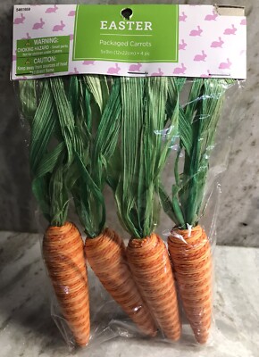 Natural Sisal & Corn Husk Faux Orange Carrot Easter Décor Set of 4 5x9Inch