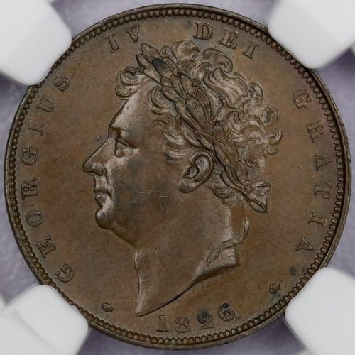 1826 Bare Bust Great Britain 1/4 Penny - NGC MS 63 BN