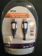 ATIVA High Spreed HDMI Cable with Ethernet Video 12 ft