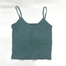Brandy Melville Ribbed V-Neck Camisole Tank Top Teal Green Spaghetti Strap OS