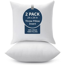 24x24 Pillow Inserts - Set of 2 Lightweight Down Alternative Square Pillows, ...