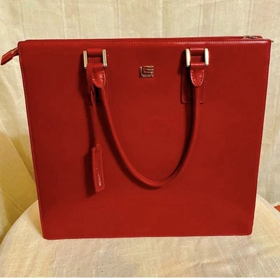 Vintage Y2K Guy Laroche Red Patent Leather Zip Silver Hardware Bag - Photo 1/4