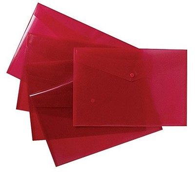Tiger A4+ Foolscape Plastic Stud Wallet Files - Pack of 5 Red Folders