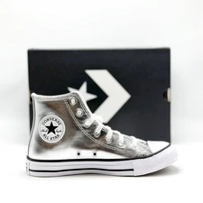 *NEW* Unisex CONVERSE Chuck Taylor ALL STAR HI Metallic Canvas Silver (A14875C)