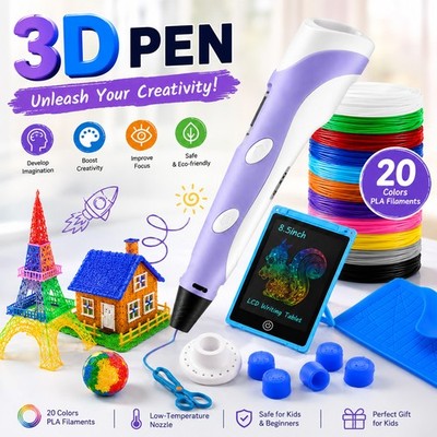 3D Printing Pen Set 3D Drawing Pen with Led Display 12 Color Filament Kid Gift
