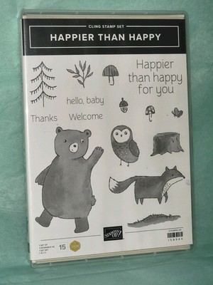 Stampin' Up! HAPPIER THAN HAPPY Cling Stamp Set of 15 FREE SHIPPING 625