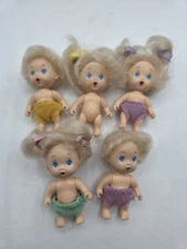 Vintage 1990 Quints 5 Baby Boy & Girl Dolls Blond Hair Blue Eyes