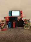 Nintendo Switch 32GB Neon Red & Blue Joy-Cons Boxed Bundle Very Good Condition