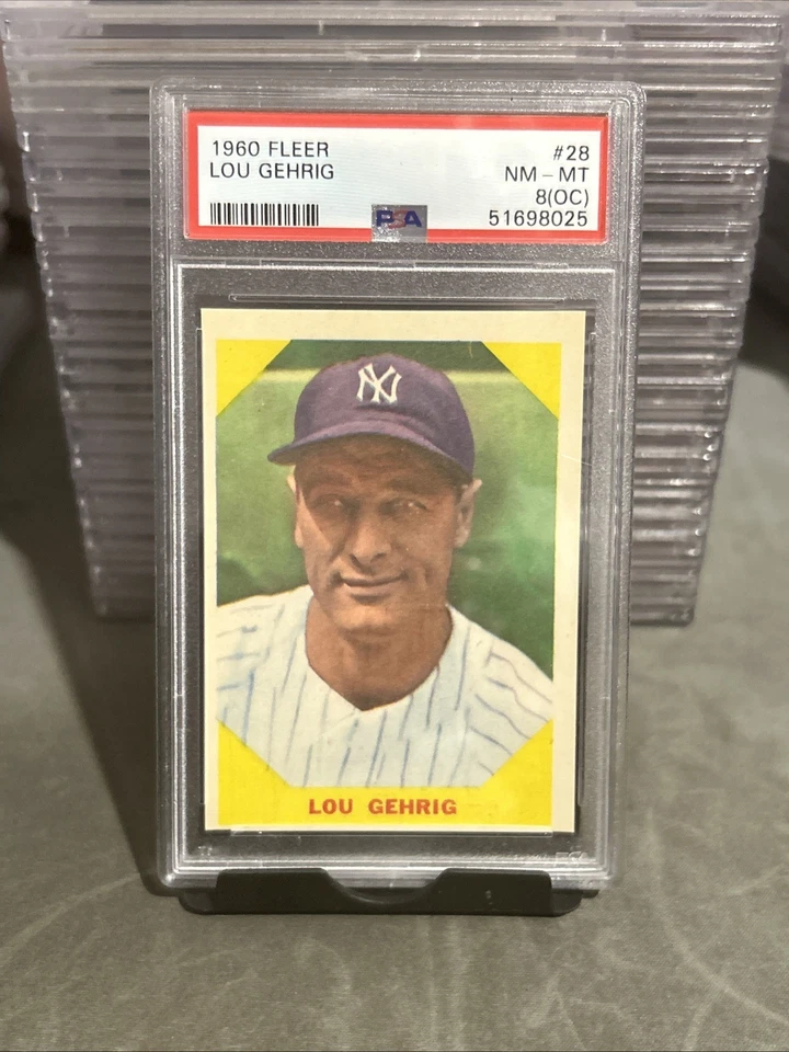 1960 FLEER LOU GEHRIG #28 PSA 8 oc New York Yankees MLB бейсбол винтажный поп 254 - Изображение 3 из 4