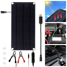Solarmodule 12V 10W Tragbares Solarpanel Autobatterie Erhaltungs Ladegerät USB