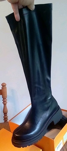 New in Box Ladies Tall Black Chunky Sexy Knee Boots Size Women's US 13 Euro 43 - Picture 9 of 12