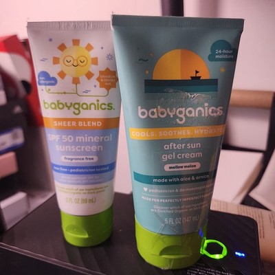 Babyganics Sunscreen 3 Oz & After Sun Gel Cream Aloe & Arnica,  5 fl oz 