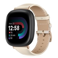 Slim Leather Watch Bands Compatible with Fitbit Versa 4/Versa 3/Sense 2/Sense...