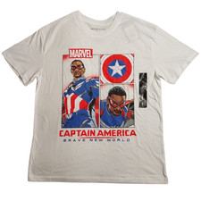 Marvel Boys Size L Captain America White Short Sleeve T-Shirt FREE S H NWT