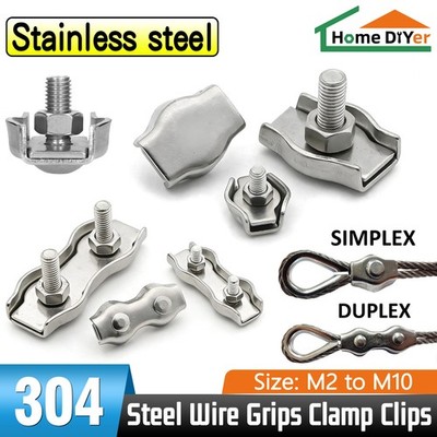 Stainless Steel Simplex / Duplex Steel Wire Grips Clamp Clips Rope Cable M2-M10