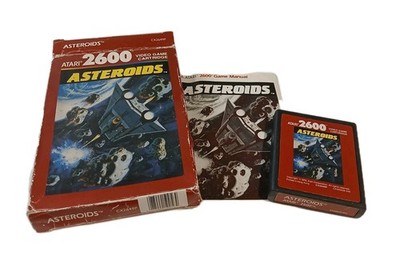 Atari 2600 Spiel Asteroids ROTES Etikett verpackt mit Handbuch PAL 