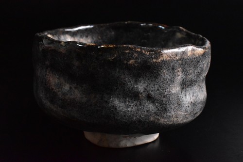 B5208: Japanese Shino-ware Nezumi Shino TEA BOWL Green tea tool w/signed box - Afbeelding 3 van 11