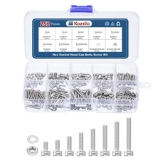 252pcs #2-56 Socket Head Cap Screws Bolts Nuts Kit, Stainless Steel