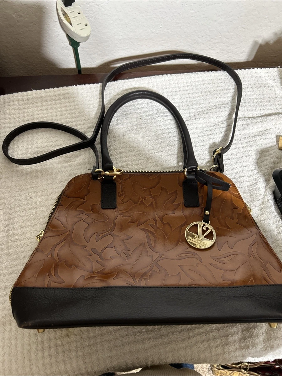 Valentina made in Italy Taupe and Black Leather Top Handle Satchel Tote EUC Valentina Satchel/Top Handle Bag Solid Bags & Handbags for  main image 2