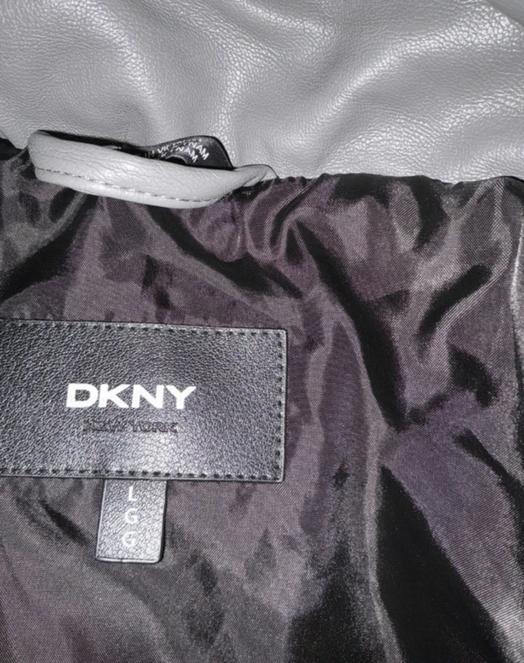 Кожаная аутентичная женская куртка-пуховик Dkny размер XL - Изображение 4 из 4