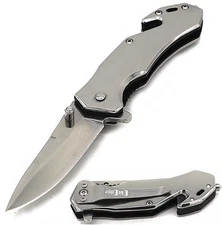 4" Closed Mirror Finish Tactical Rescue EDC Spring Assisted Folding Pocket Knife
