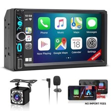 Wireless Double Din Car Stereo with Carplay, Android Auto, Bluetooth, 7"