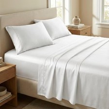 Collection King Sheet Set 100 Cotton, 500TC Luxury Sateen Bedding, Deep Pocket