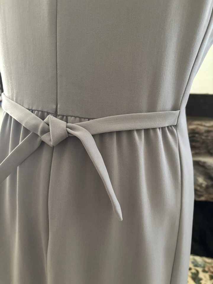 EMPORIO ARMANI Grey Shift Dress Quiet Luxury Minimalist Cap Sleeve Midi Sz S - Image 3 of 4