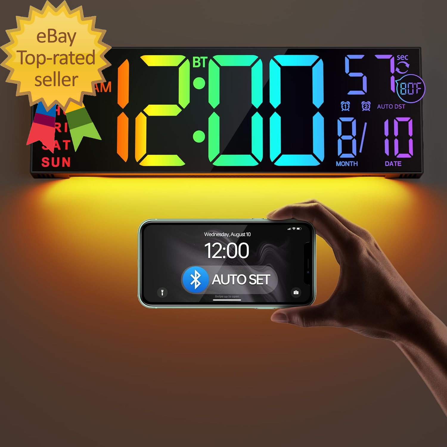 With Seconds, Bluetooth Sync, Alarm Big Led, Rgb