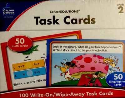 New! 100 Carson-Dellosa Write On/Wipe Off  Grade 2 Task Cards      Free Shipping