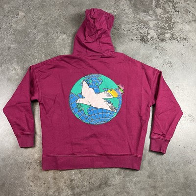 Quiksilver Hoodie Womens Small Pink Pullover Pockets Graphic Print Preowned