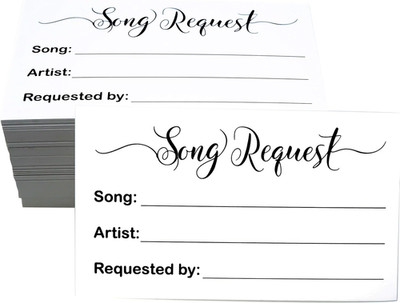 100 Song Request Cards Play Song at Wedding Reception Prom Dance Party Band DJ K