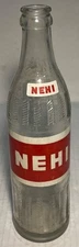 Vintage 1950s NEHI Soda Bottle 12 oz Red White ACL Applied Label Textured
