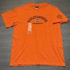 VTG Harley Davidson T Shirt Embroidered Arched Mens Medium Orange Pittsburgh NWT