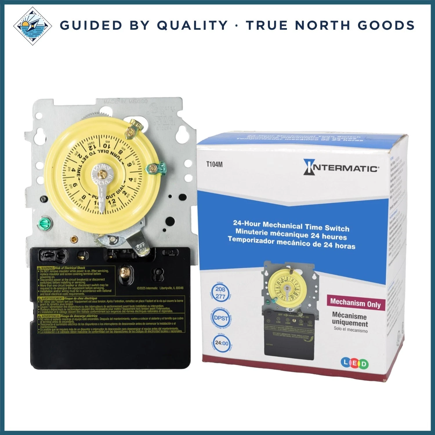 Mechanical Time Switch with 12 Settings for 24-Hour Control and Manual Override